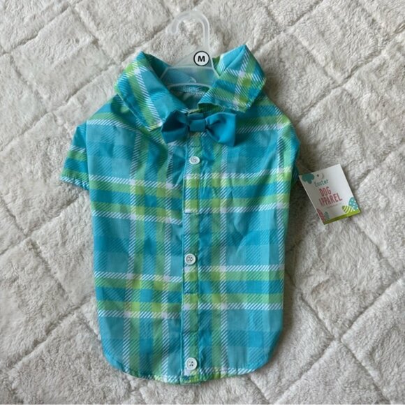 Meijer | Easter Dog apparel "Blue Plaid" Button Up Shirt | Size Medium - Picture 1 of 10